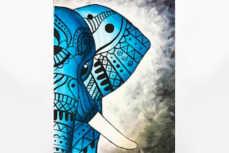 Virtual Paint Nite: Tribal Teal Elephant (Ages 6+)